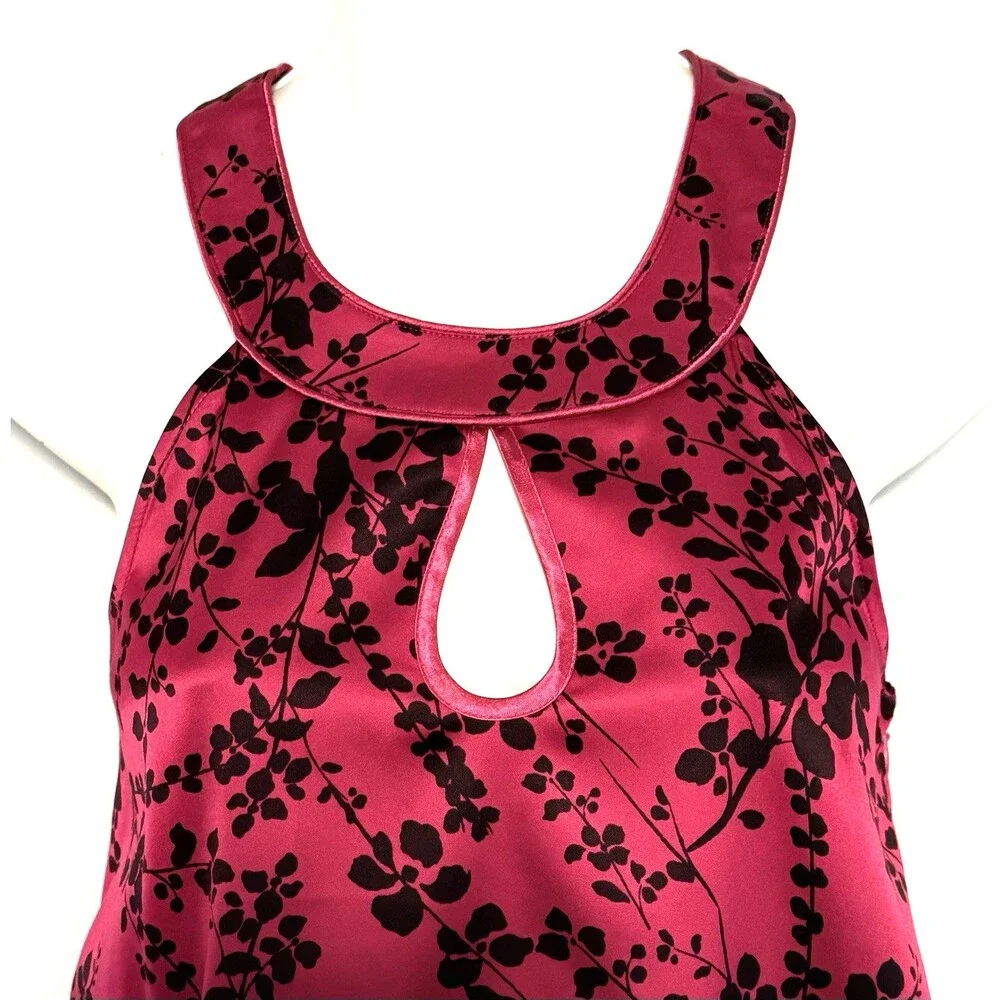 The Limited Sleeveless Satin Halter Blouse Sz S Fuchsia Floral 90s Style Y2K